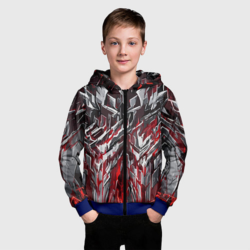 Детская толстовка на молнии Острый металл красный / 3D-Синий – фото 3