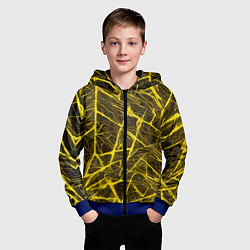 Толстовка на молнии детская Жёлтая паутина на чёрном фоне, цвет: 3D-синий — фото 2