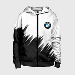 Толстовка на молнии детская BMW чёрные штрихи текстура, цвет: 3D-черный
