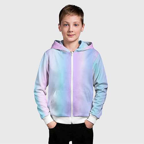 Детская толстовка на молнии Градиент матовый светлый / 3D-Белый – фото 3