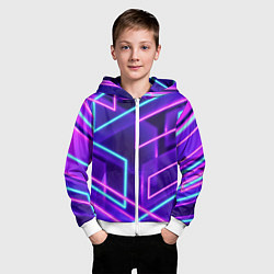 Толстовка на молнии детская Neon Geometric, цвет: 3D-белый — фото 2
