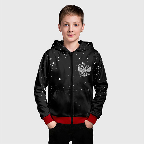 Детская толстовка на молнии Россия герб рф текстура / 3D-Красный – фото 3