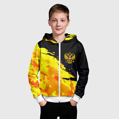 Детская толстовка на молнии Имперский герб россии краски / 3D-Белый – фото 3
