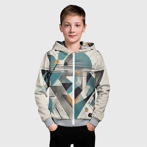 Детская толстовка на молнии Три человека авангард / 3D-Меланж – фото 3