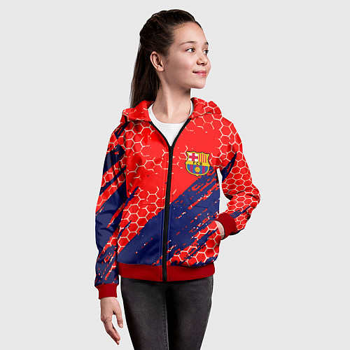 Детская толстовка на молнии Барселона спорт краски текстура / 3D-Красный – фото 4