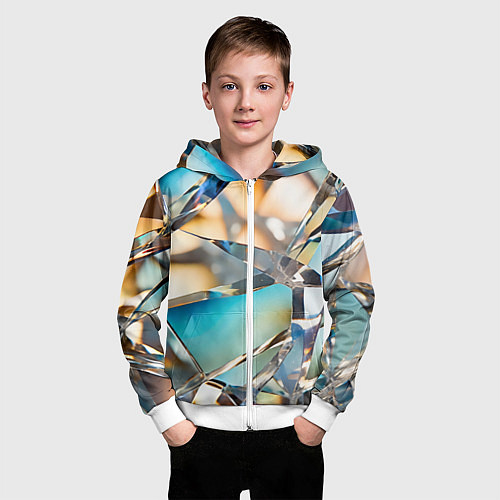 Детская толстовка на молнии Грани стеклянного камня / 3D-Белый – фото 3