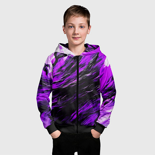 Детская толстовка на молнии Чёрная и розовая буря / 3D-Черный – фото 3