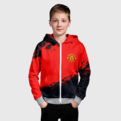 Толстовка на молнии детская Manchester United colors sport, цвет: 3D-меланж — фото 2