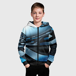 Толстовка на молнии детская Черно-синий абстрактный спортивный стиль, цвет: 3D-черный — фото 2