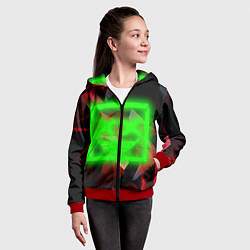 Толстовка на молнии детская Неоновый квадрат, цвет: 3D-красный — фото 2