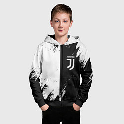 Толстовка на молнии детская Juventus краски чёрнобелые, цвет: 3D-черный — фото 2