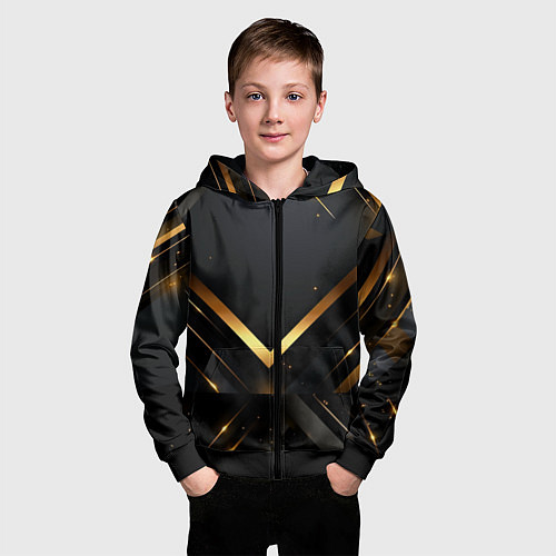 Детская толстовка на молнии Gold luxury black abstract / 3D-Черный – фото 3