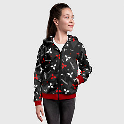 Толстовка на молнии детская Mitsubishi - logo pattern, цвет: 3D-красный — фото 2