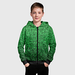 Толстовка на молнии детская Мелкая мозаика зелёный градиент, цвет: 3D-черный — фото 2