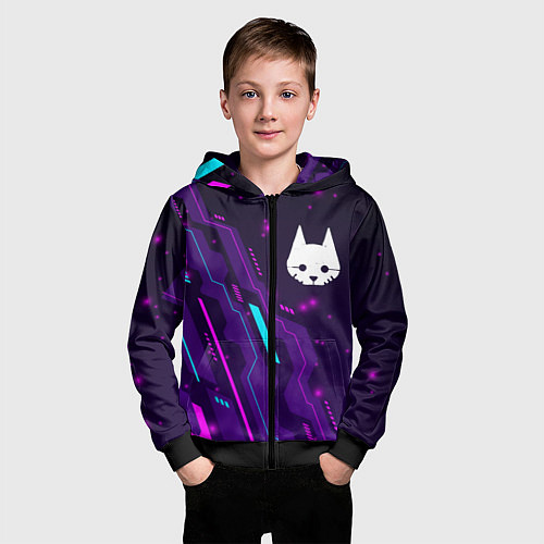 Детская толстовка на молнии Stray neon gaming / 3D-Черный – фото 3