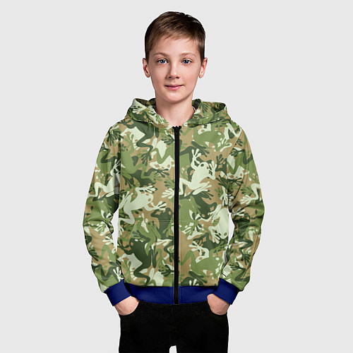 Детская толстовка на молнии Лягушата камуфляж / 3D-Синий – фото 3