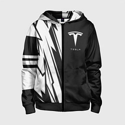 Толстовка на молнии детская Tesla - carbon texture, цвет: 3D-черный