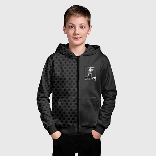 Детская толстовка на молнии CSGO metal logo / 3D-Черный – фото 3