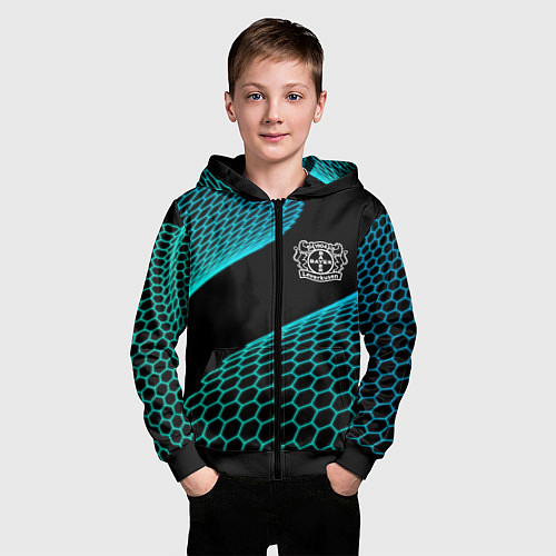Детская толстовка на молнии Bayer 04 football net / 3D-Черный – фото 3