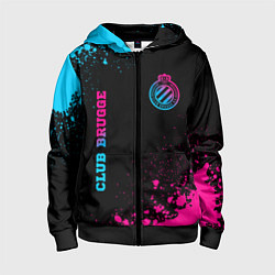 Толстовка на молнии детская Club Brugge - neon gradient вертикально, цвет: 3D-черный