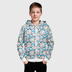 Толстовка на молнии детская Мячи волейбольные паттерн, цвет: 3D-белый — фото 2