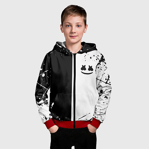 Детская толстовка на молнии Marshmello краски музыка / 3D-Красный – фото 3