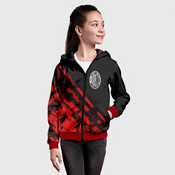 Толстовка на молнии детская AC Milan sport grunge, цвет: 3D-красный — фото 2