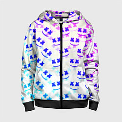 Толстовка на молнии детская Marshmello pattern neon, цвет: 3D-черный