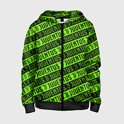 Толстовка на молнии детская Juventus green pattern sport, цвет: 3D-черный