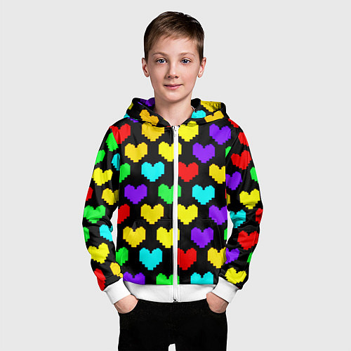 Детская толстовка на молнии Undertale heart pattern / 3D-Белый – фото 3