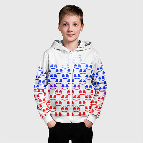 Детская толстовка на молнии Marshmello russia color / 3D-Белый – фото 3