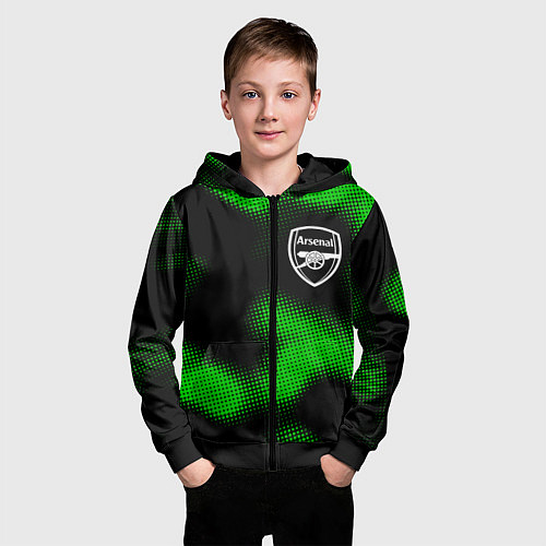 Детская толстовка на молнии Arsenal sport halftone / 3D-Черный – фото 3