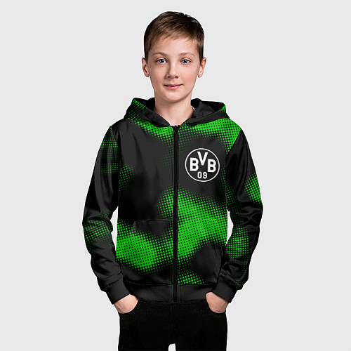 Детская толстовка на молнии Borussia sport halftone / 3D-Черный – фото 3