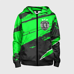 Толстовка на молнии детская Sporting sport green, цвет: 3D-черный