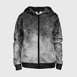Толстовка на молнии детская Абстракция - серые чернила, цвет: 3D-черный