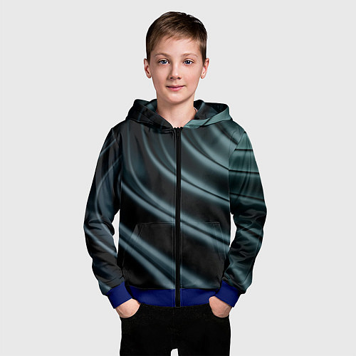Детская толстовка на молнии Темная волна / 3D-Синий – фото 3
