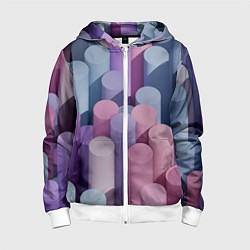 Толстовка на молнии детская Цветные цилиндры, цвет: 3D-белый