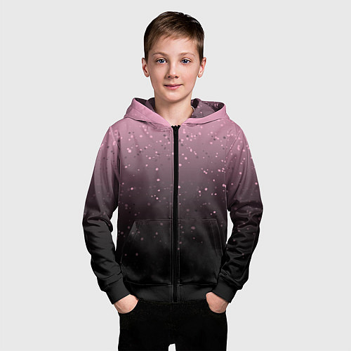 Детская толстовка на молнии Градиент тёмный розовый брызги / 3D-Черный – фото 3