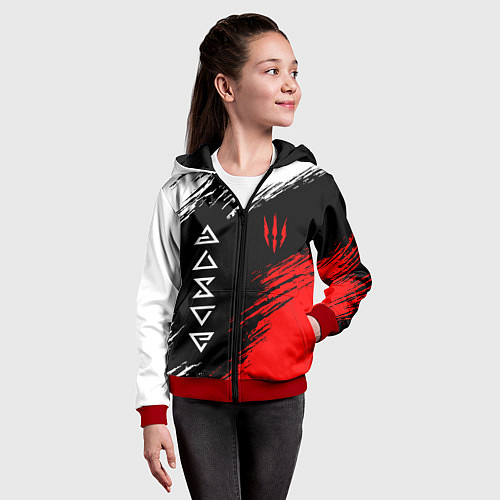 Детская толстовка на молнии Дикая охота и знаки / 3D-Красный – фото 4