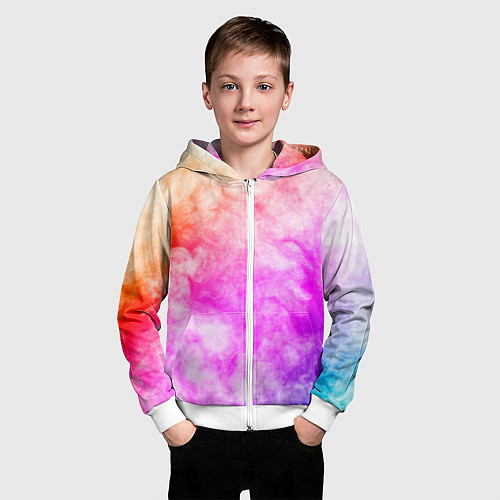 Детская толстовка на молнии Colorful smoke 1 / 3D-Белый – фото 3