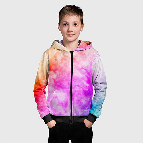 Детская толстовка на молнии Colorful smoke 1 / 3D-Черный – фото 3