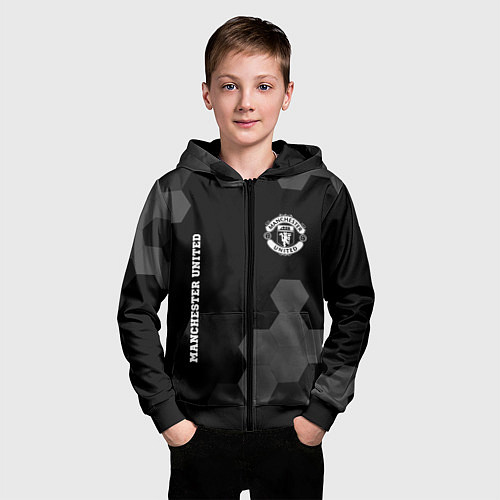 Детская толстовка на молнии Manchester United sport на темном фоне вертикально / 3D-Черный – фото 3