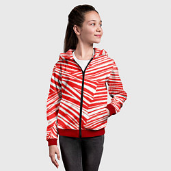 Толстовка на молнии детская Упавшая полоска, цвет: 3D-красный — фото 2