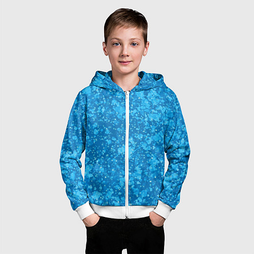 Детская толстовка на молнии Ярко-голубой абстракция космический / 3D-Белый – фото 3