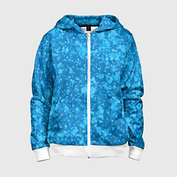 Толстовка на молнии детская Ярко-голубой абстракция космический, цвет: 3D-белый