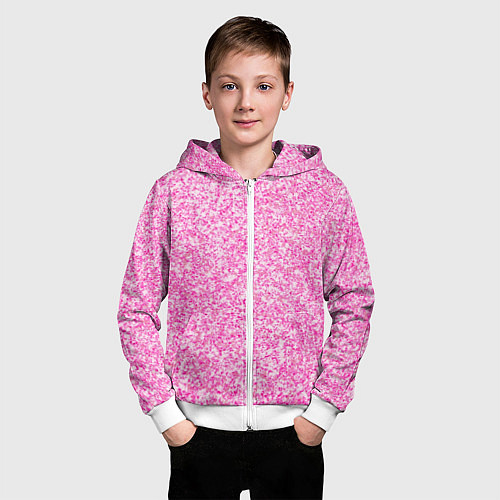 Детская толстовка на молнии Светло-розовый текстура напыление / 3D-Белый – фото 3