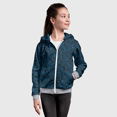 Детская толстовка на молнии Тёмный синий текстура / 3D-Меланж – фото 4