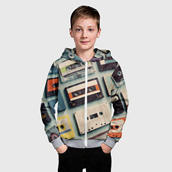 Толстовка на молнии детская Ретро аудио кассеты, цвет: 3D-меланж — фото 2