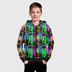 Толстовка на молнии детская Красочные гитары, цвет: 3D-черный — фото 2