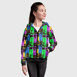 Толстовка на молнии детская Красочные гитары, цвет: 3D-черный — фото 2